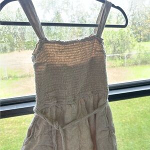 Abercrombie & Fitch Beige Smocked Strap romper